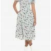 HUNIVERS Frog Mushroom Sage Green Empire Midi Dress