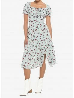 HUNIVERS Frog Mushroom Sage Green Empire Midi Dress -Her Universe shop unnamed file 1235