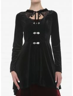 HUNIVERS Black Velvet Hi-Low Jacket