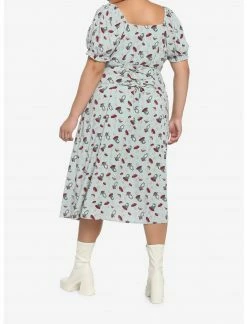 HUNIVERS Frog Mushroom Sage Green Empire Midi Dress Plus Size -Her Universe shop unnamed file 1305