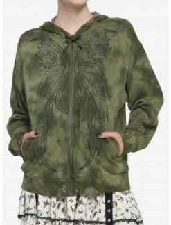 HUNIVERS Fairy Wings Green Tie-Dye Hoodie