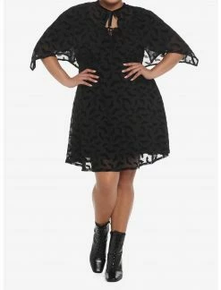 HUNIVERS Black Flocked Bats Babydoll Dress Plus Size -Her Universe shop unnamed file 1368