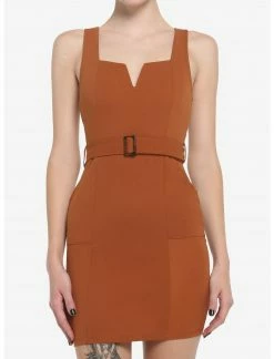 HER Brown Belted Dress