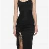 HER Black Ruched Midi Dress