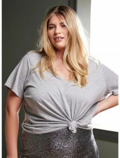 HUNIVERS Her Universe Heather Grey V-Neck Favorite T-Shirt Plus Size