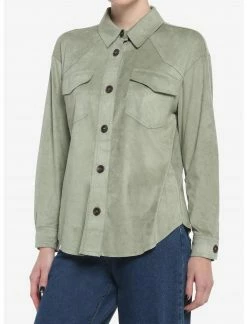 HER Sage Faux Suede Shacket