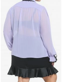 HUNIVERS Kuromi Lavender Sheer Woven Long-Sleeve Top Plus Size -Her Universe shop unnamed file 1646