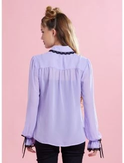 HUNIVERS Kuromi Lavender Sheer Woven Long-Sleeve Top -Her Universe shop unnamed file 1650