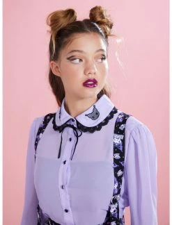 HUNIVERS Kuromi Lavender Sheer Woven Long-Sleeve Top -Her Universe shop unnamed file 1651