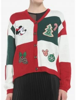HUNIVERS Her Universe Disney Holiday Mickey Mouse Patchwork Cardigan
