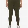 HUNIVERS Olive Leggings With Pocket Plus Size
