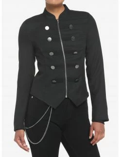 HUNIVERS Black Military Jacket