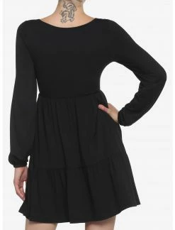 HUNIVERS Black Tiered Long-Sleeve Dress -Her Universe shop unnamed file 1829