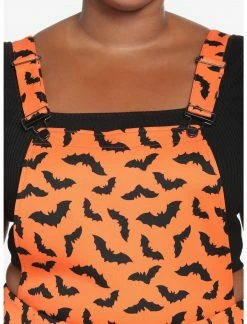 HUNIVERS Orange & Black Bat Shortalls Plus Size -Her Universe shop unnamed file 1868