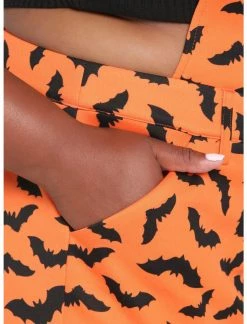 HUNIVERS Orange & Black Bat Shortalls Plus Size -Her Universe shop unnamed file 1869