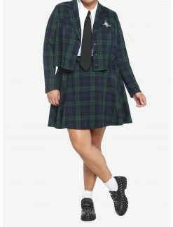 HUNIVERS Green & Blue Plaid Skirt With Grommet Belt Plus Size -Her Universe shop unnamed file 1883