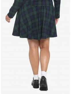 HUNIVERS Green & Blue Plaid Skirt With Grommet Belt Plus Size -Her Universe shop unnamed file 1884
