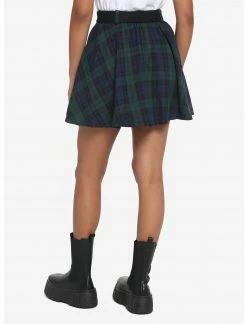 HUNIVERS Green & Blue Plaid Skirt With Grommet Belt -Her Universe shop unnamed file 1898