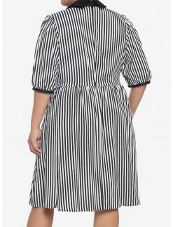 HUNIVERS Black & White Stripe Bow Retro Dress Plus Size -Her Universe shop unnamed file 1901