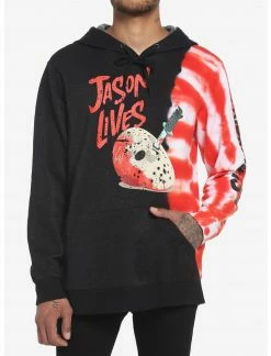 OURUNVRS Friday The 13th Jason Lives Split Tie-Dye Hoodie