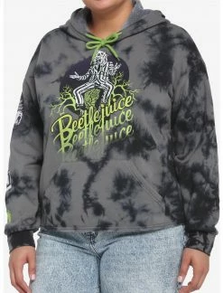 HUNIVERS Beetlejuice Icons Wash Crop Hoodie Plus Size