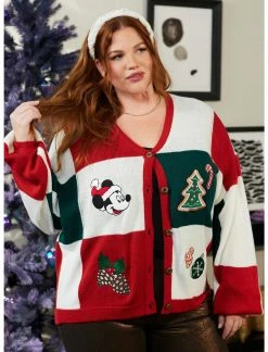HUNIVERS Her Universe Disney Holiday Mickey Mouse Patchwork Cardigan Plus Size