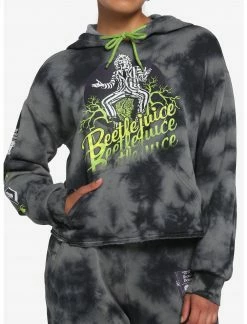 HUNIVERS Beetlejuice Icons Wash Crop Hoodie