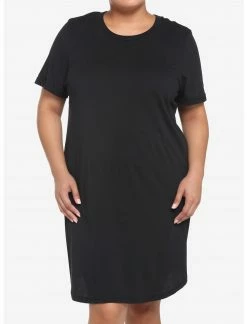 HUNIVERS Black T-Shirt Dress Plus Size