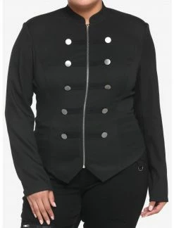 HUNIVERS Black Military Jacket Plus Size