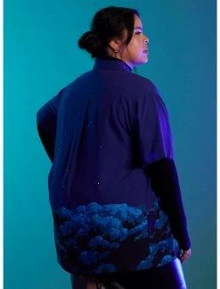 HUNIVERS Studio Ghibli My Neighbor Totoro Night Sky Woven Button-Up Plus Size -Her Universe shop unnamed file 2