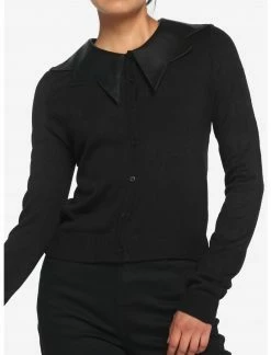 HUNIVERS Black Bat Wing Collar Cardigan