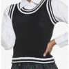 HUNIVERS Black & White Twofer Sweater Vest & Long-Sleeve Button-Up