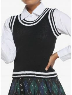 HUNIVERS Black & White Twofer Sweater Vest & Long-Sleeve Button-Up