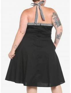 HUNIVERS Black & White Stripe Retro Halter Dress Plus Size -Her Universe shop unnamed file 2055