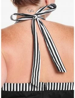 HUNIVERS Black & White Stripe Retro Halter Dress Plus Size -Her Universe shop unnamed file 2057