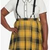 HUNIVERS Harry Potter Hufflepuff Pleated Suspender Skirt Plus Size