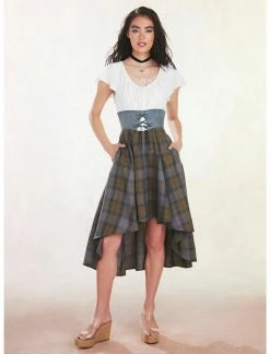 HUNIVERS Her Universe Outlander Tartan Lace-Up Hi-Low Dress -Her Universe shop unnamed file 2216