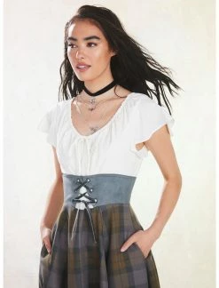 HUNIVERS Her Universe Outlander Tartan Lace-Up Hi-Low Dress -Her Universe shop unnamed file 2218