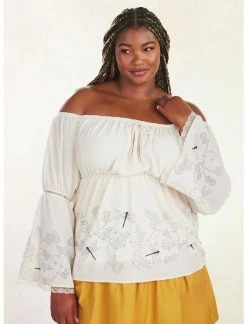 HUNIVERS Her Universe Outlander Dragonflies Off-The-Shoulder Top Plus Size