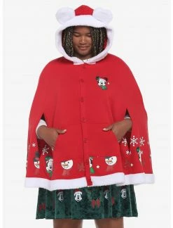 HUNIVERS Her Universe Disney Holiday Mickey Mouse Hooded Cape Plus Size