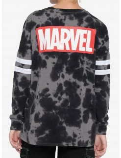 HUNIVERS Her Universe Marvel Logo Black Wash Long-Sleeve T-Shirt -Her Universe shop unnamed file 2376