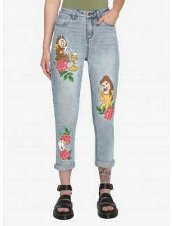 HUNIVERS Disney Beauty And The Beast Roses Mom Jeans