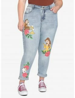HUNIVERS Disney Beauty And The Beast Roses Mom Jeans Plus Size