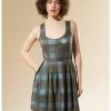 HUNIVERS Outlander Lace-Up Tartan Plaid Dress