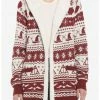 HUNIVERS Harry Potter Fair Isle Sherpa Open Cardigan Sweater
