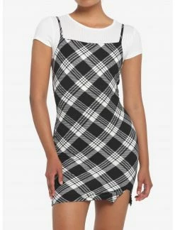 ALMOST Black & White Plaid Twofer Dress