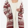 HUNIVERS Harry Potter Fair Isle Sherpa Open Cardigan Sweater Plus Size