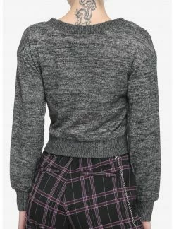 HUNIVERS Heather Grey Button-Up Crop Hacci Cardigan -Her Universe shop unnamed file 2836