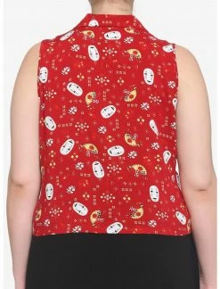 HUNIVERS Her Universe Studio Ghibli Spirited Away No-Face Tie-Front Woven Tank Top Plus Size -Her Universe shop unnamed file 2853
