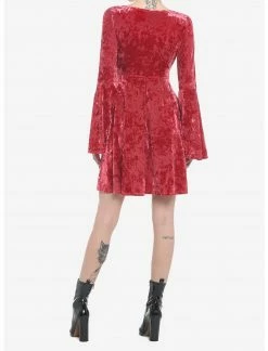 HER Red Crushed Velvet Bell Sleeve Mini Dress -Her Universe shop unnamed file 305